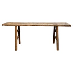 Antique Natural Elm Wood Console Table