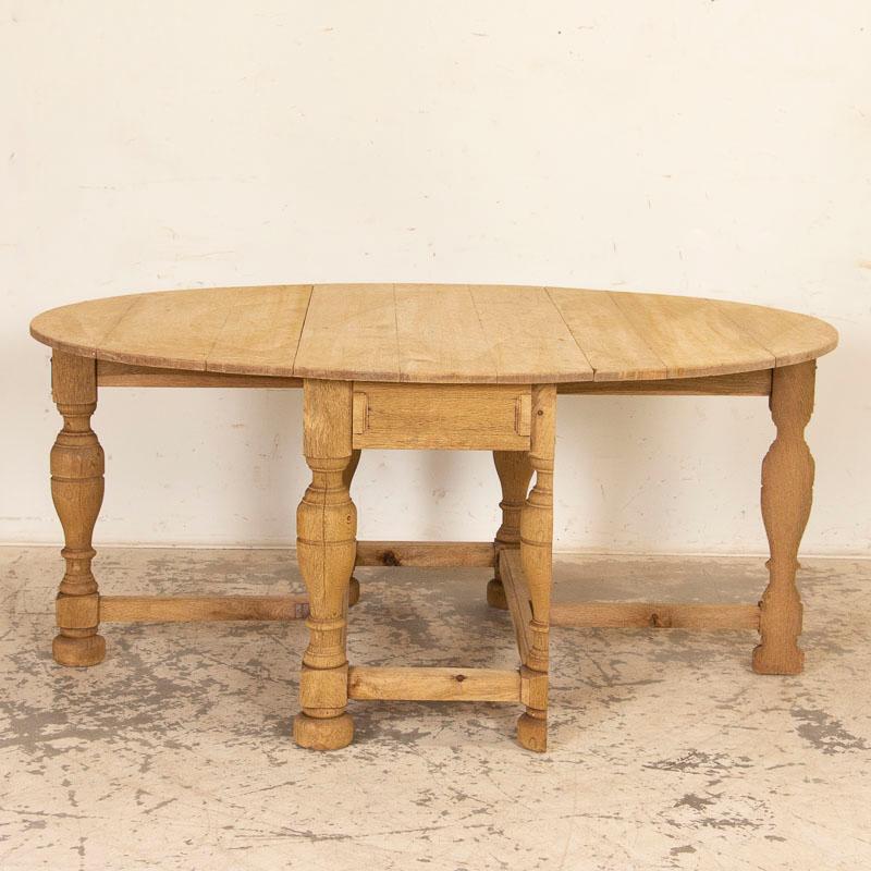Antique Natural Oak Gate Leg Table Console Table from Denmark In Good Condition In Round Top, TX