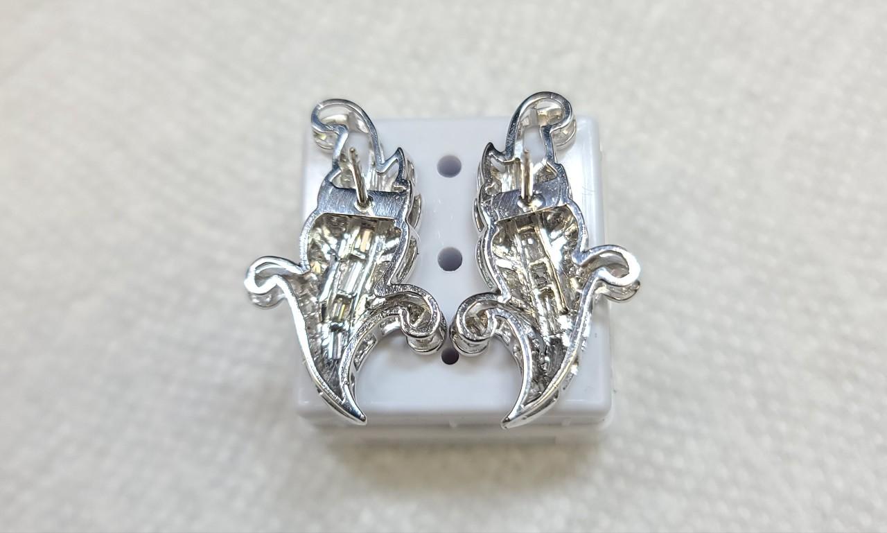 CERT Edwardian Antique European Cut Natural Diamond Earrings in Silver Platinum  For Sale 2