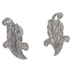 Antique Natural Old European Cut Diamond Earrings in Silver Platinum Alloy