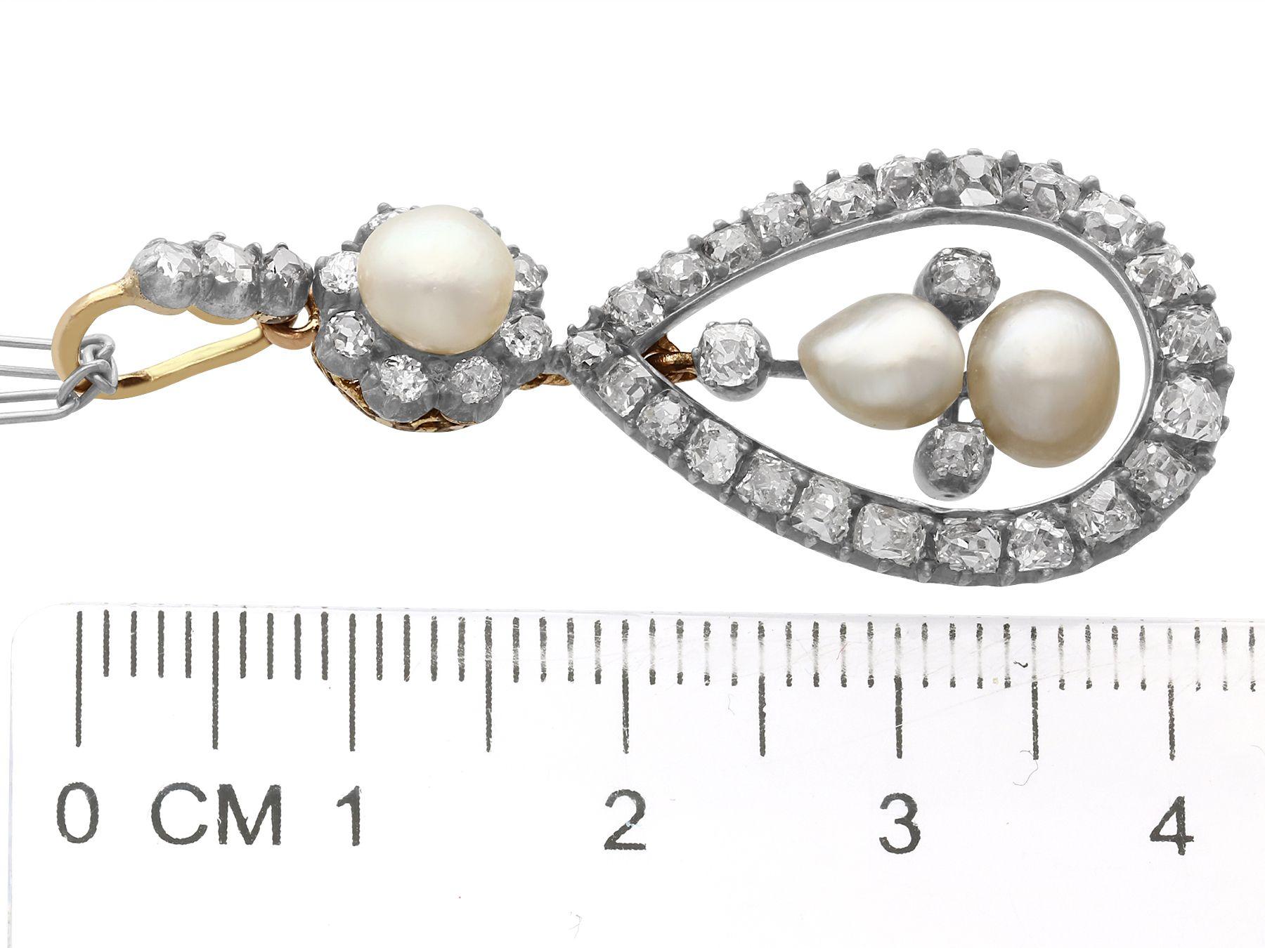 Antiker Gelbgold-Anhänger mit natürlicher Perle, 1,42 Karat Diamant, um 1880 für Damen oder Herren im Angebot