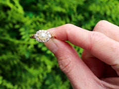 Antique Natural Pearl and 0.65 Carat Diamond 18k Yellow Gold Ring Circa 1890