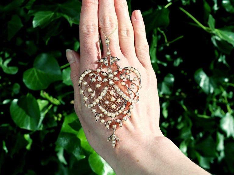 Antique Natural Pearl and Rose Gold Pendant For Sale at 1stDibs