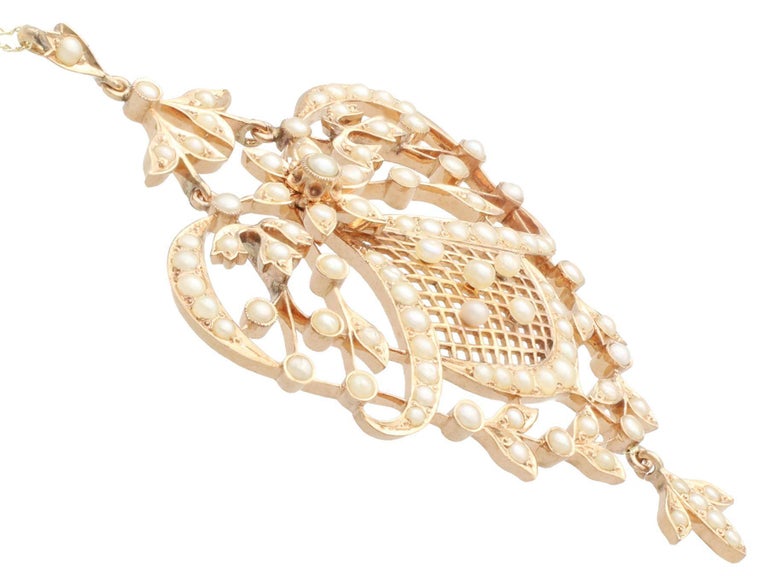 Antique Natural Pearl and Rose Gold Pendant For Sale at 1stDibs