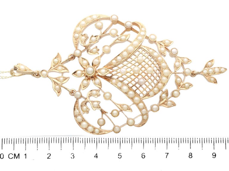 Antique Natural Pearl and Rose Gold Pendant For Sale at 1stDibs