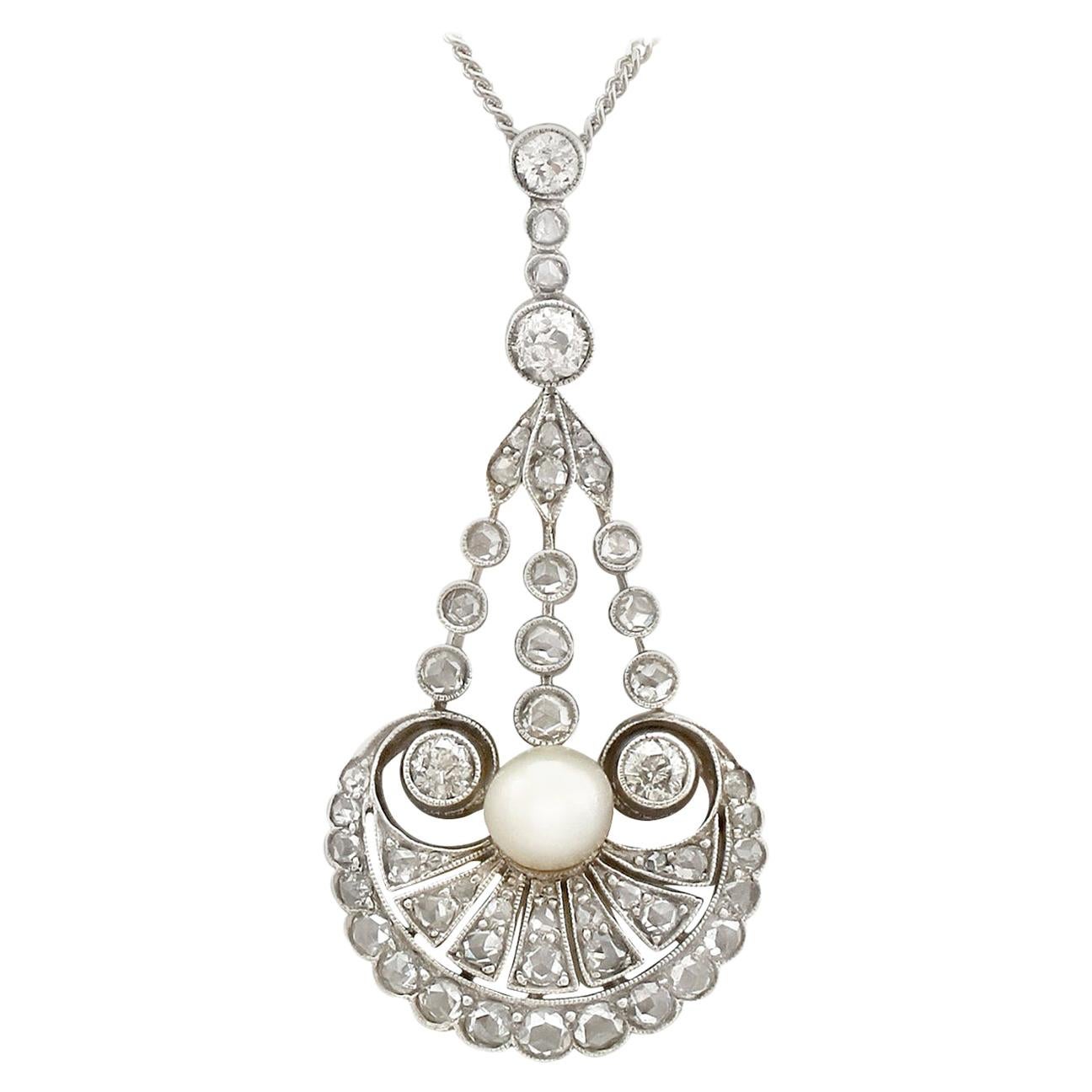 Antique Diamond and Natural Pearl Pendant Silver on Gold For Sale at ...