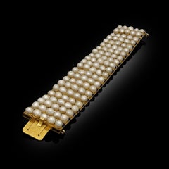 Antique Natural Pearl and Diamond Bracelet circa 1870