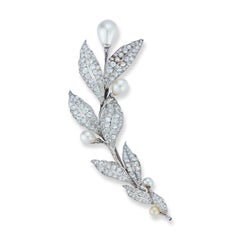 Belle Epoque Natural Pearl and Diamond Flower Brooch or Hairpiece