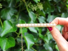 Antique Natural Pearl and Diamond 18k Yellow Gold Bar Brooch, circa 1880