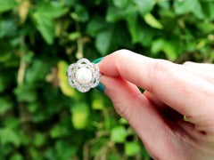 Antique Natural Pearl and Diamond Yellow Gold Ring Circa 1925