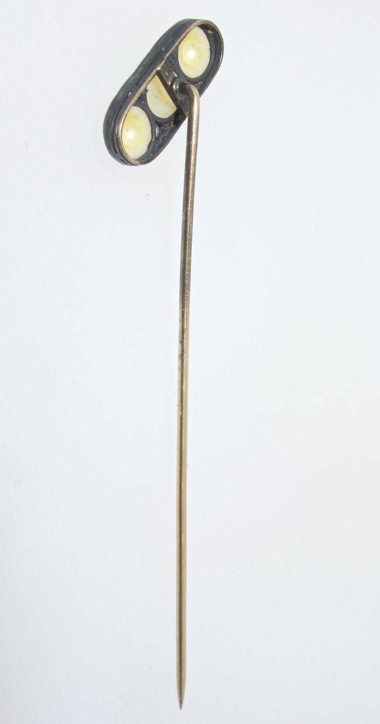 Early Victorian Antique Natural Pearl and Rose Diamond Stick Pin, circa 1860 For Sale