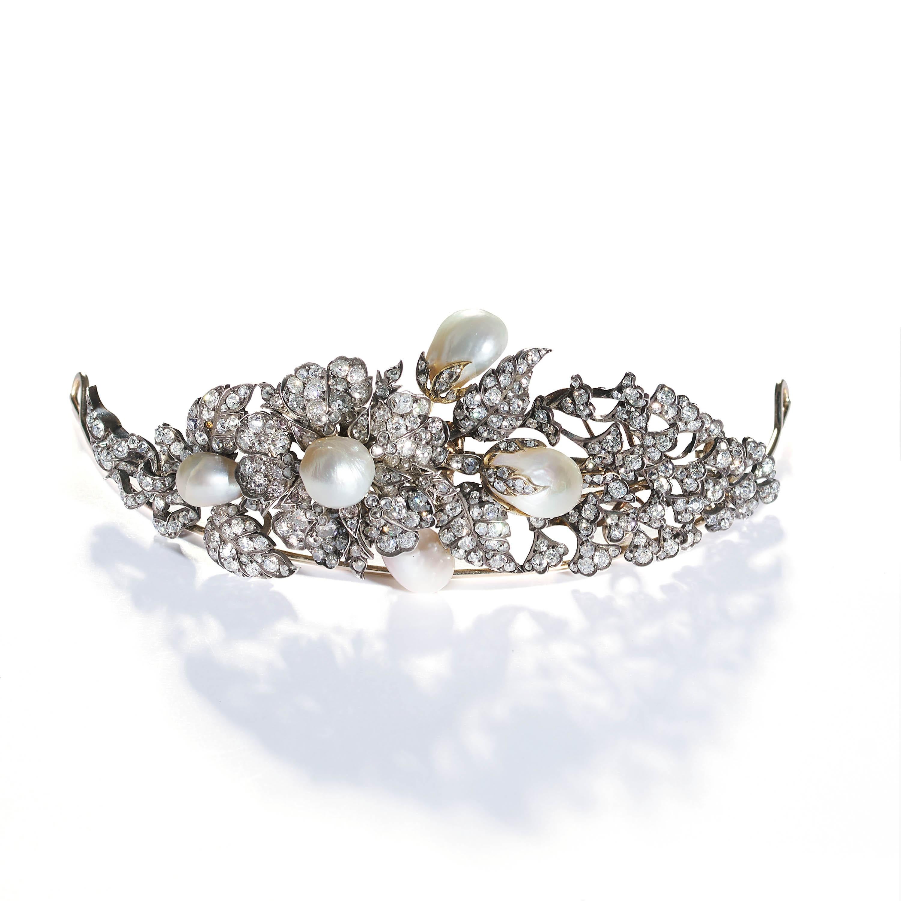 diamond floral tiara