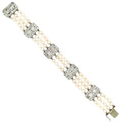 Antique Natural Pearl Diamond Bracelet, DSEF