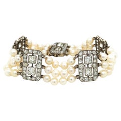 Antique Natural Pearl Diamond Bracelet, DSEF