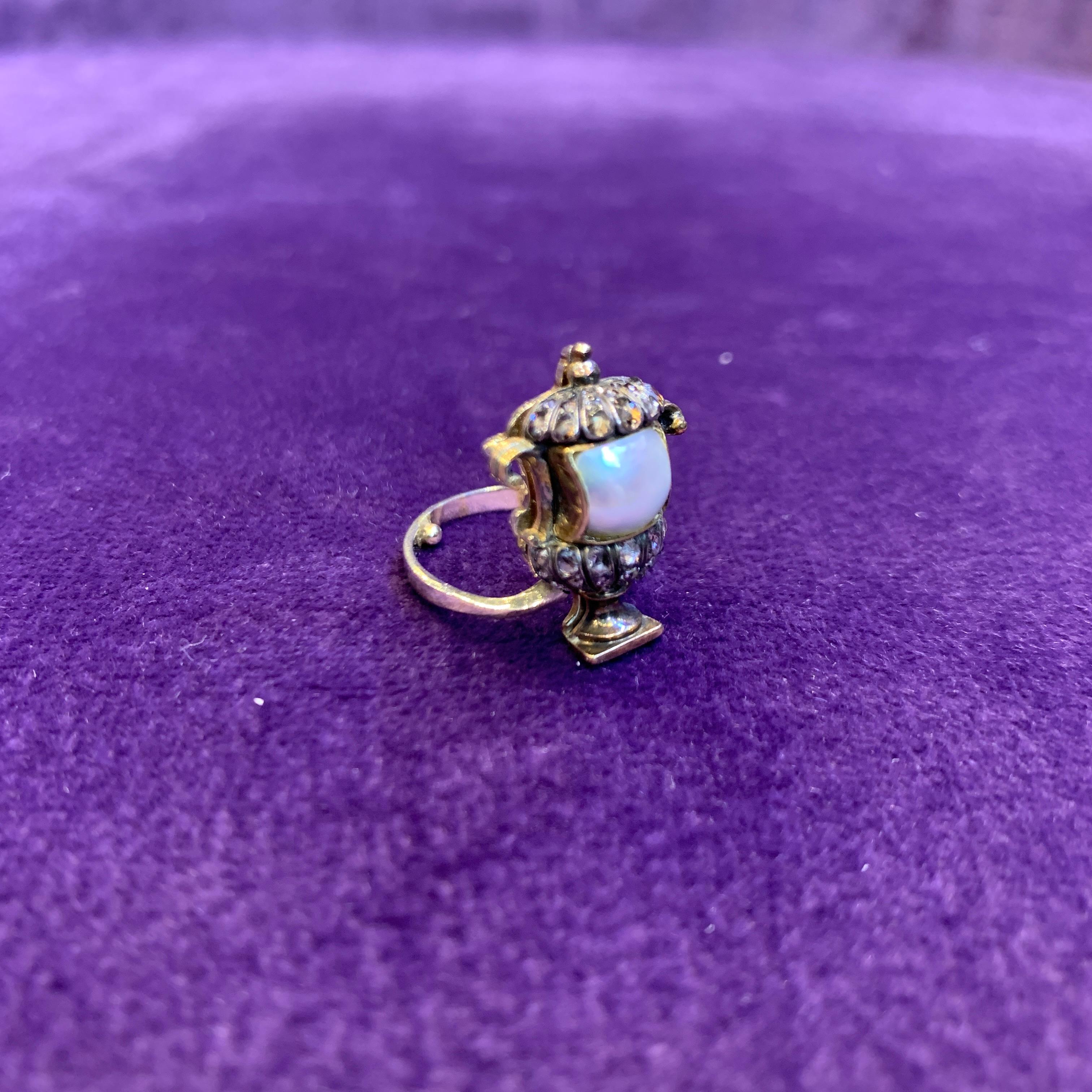 Antique Natural Pearl Ring For Sale 3