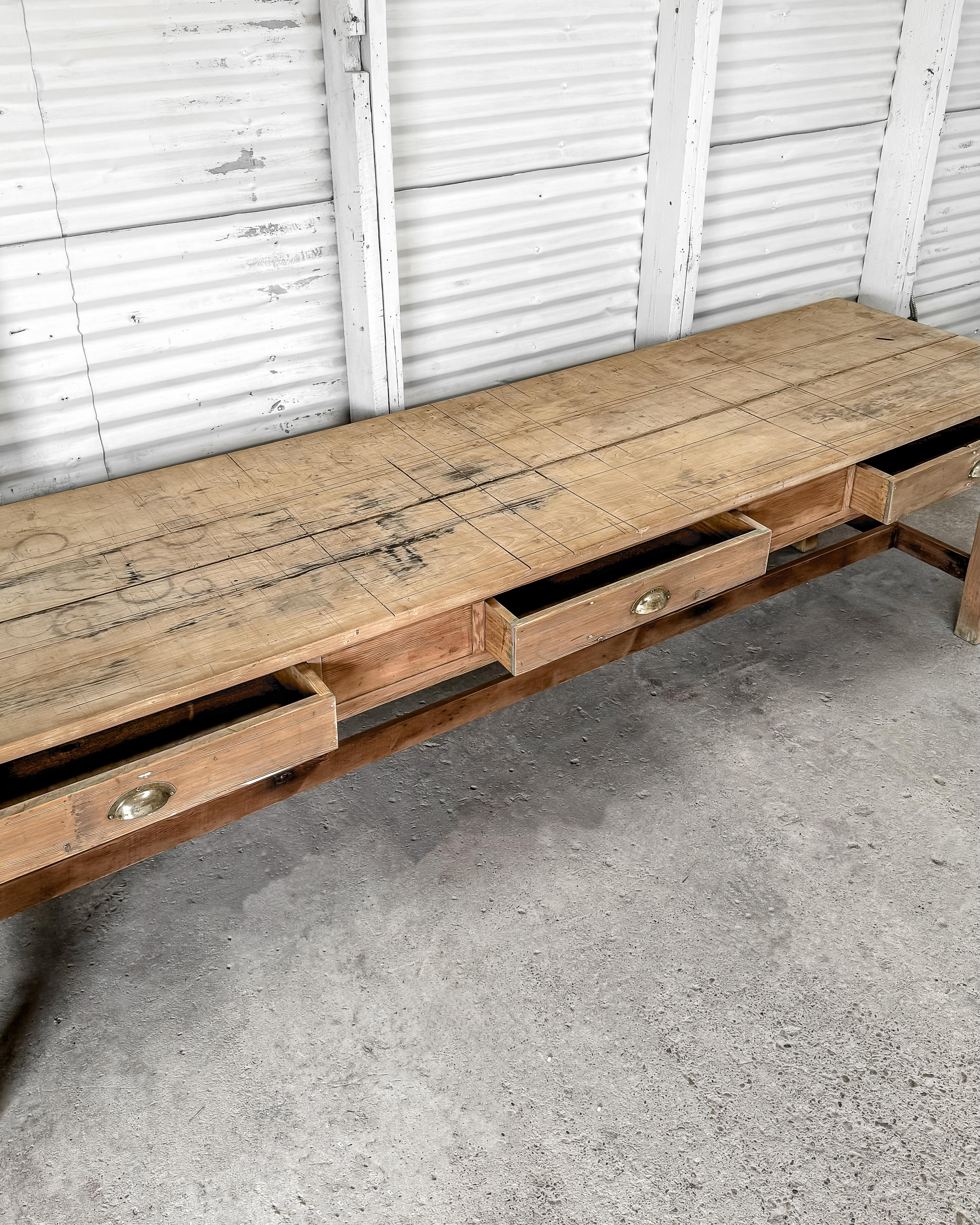 Antique Natural Pine English Artist's Worktable 7