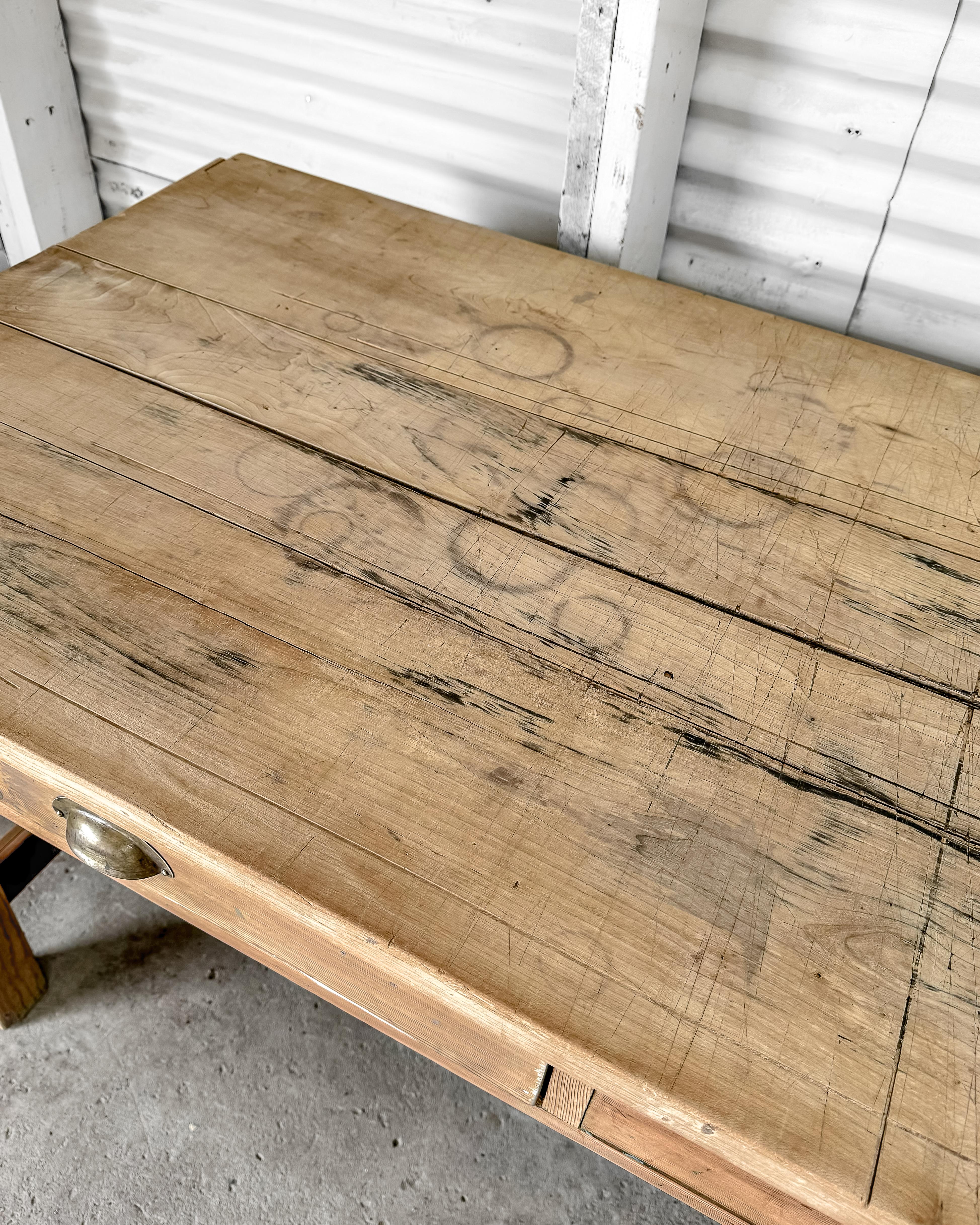 Antique Natural Pine English Artist's Worktable 8