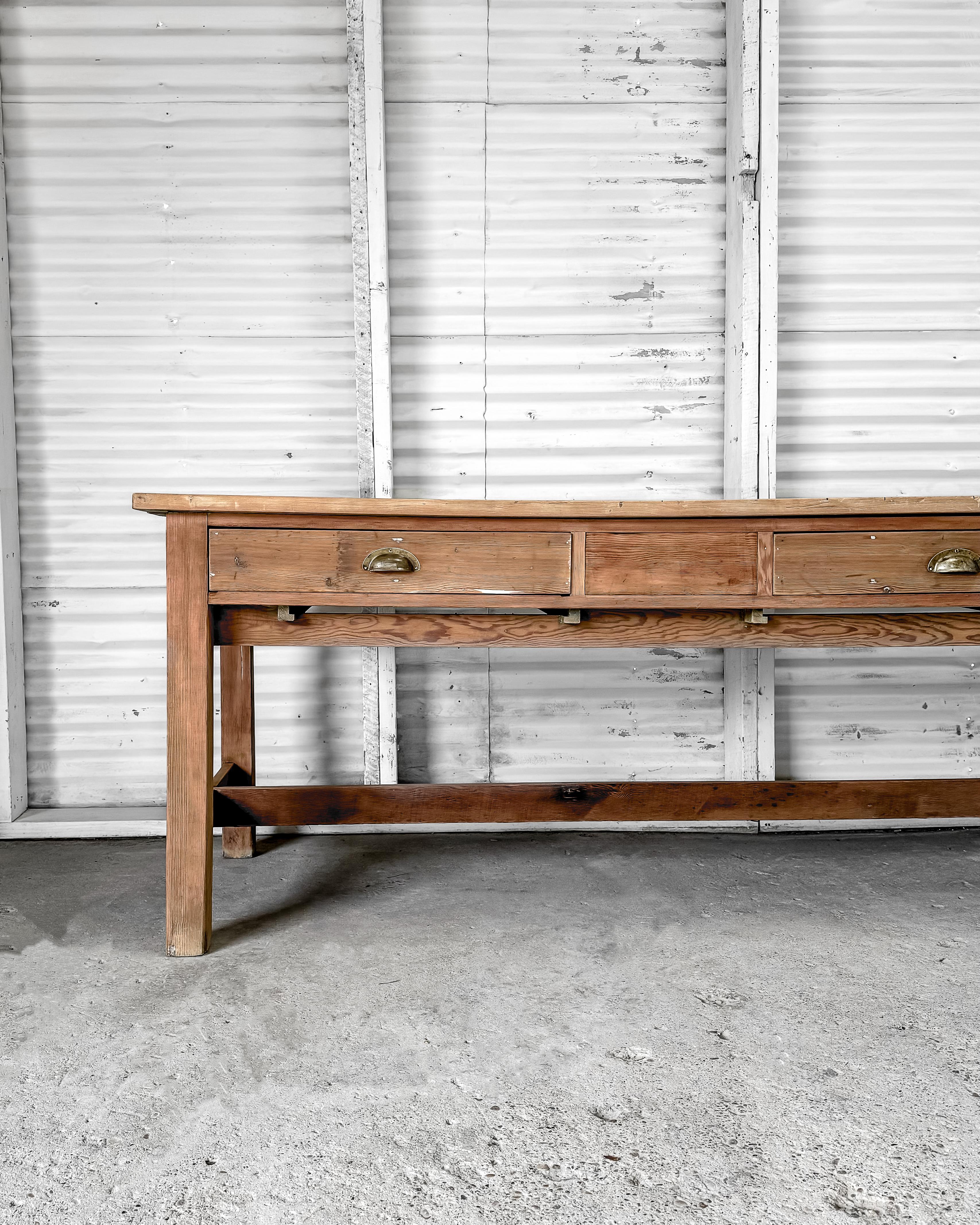 19th Century Antique Natural Pine English Artist's Worktable