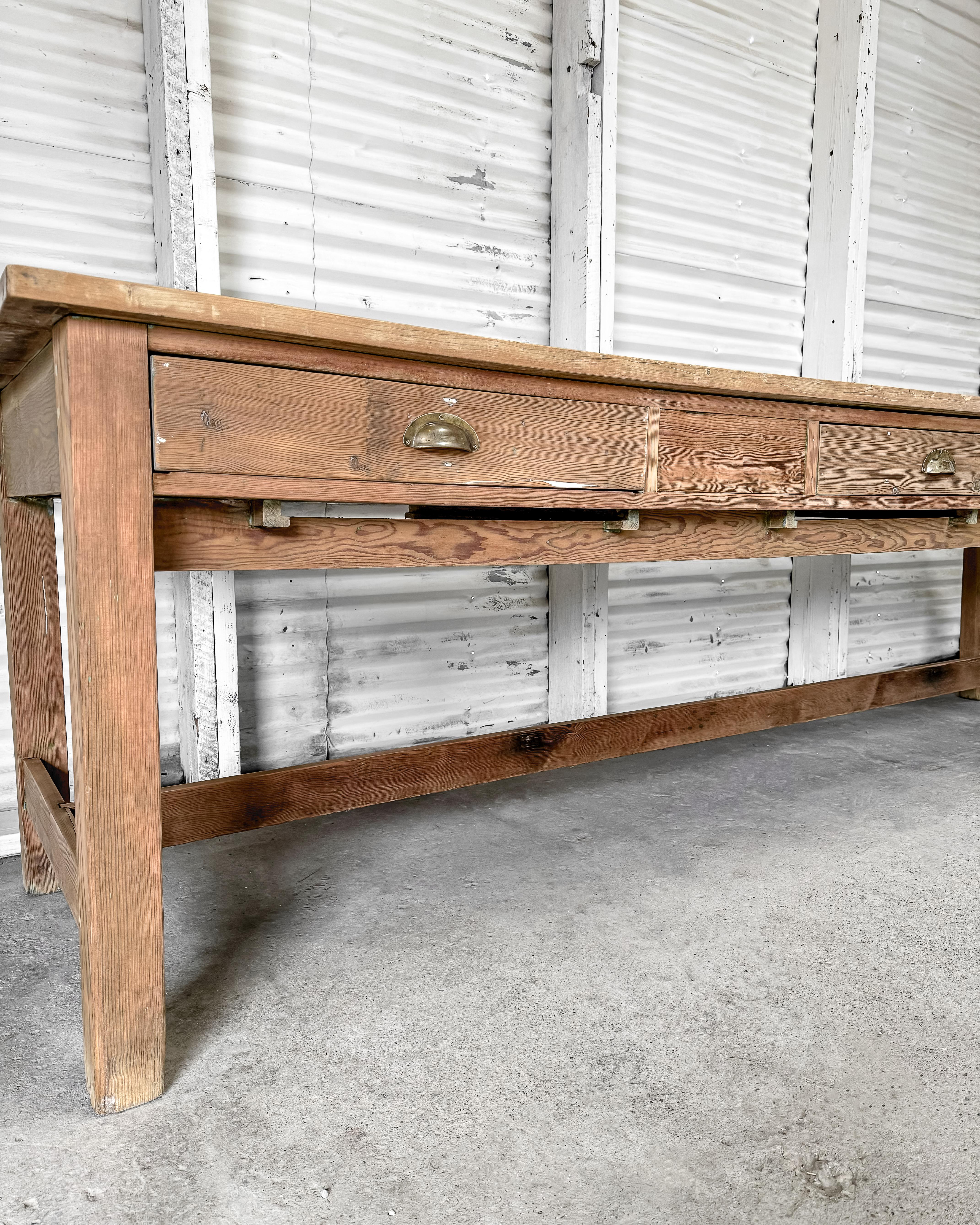 Antique Natural Pine English Artist's Worktable 1