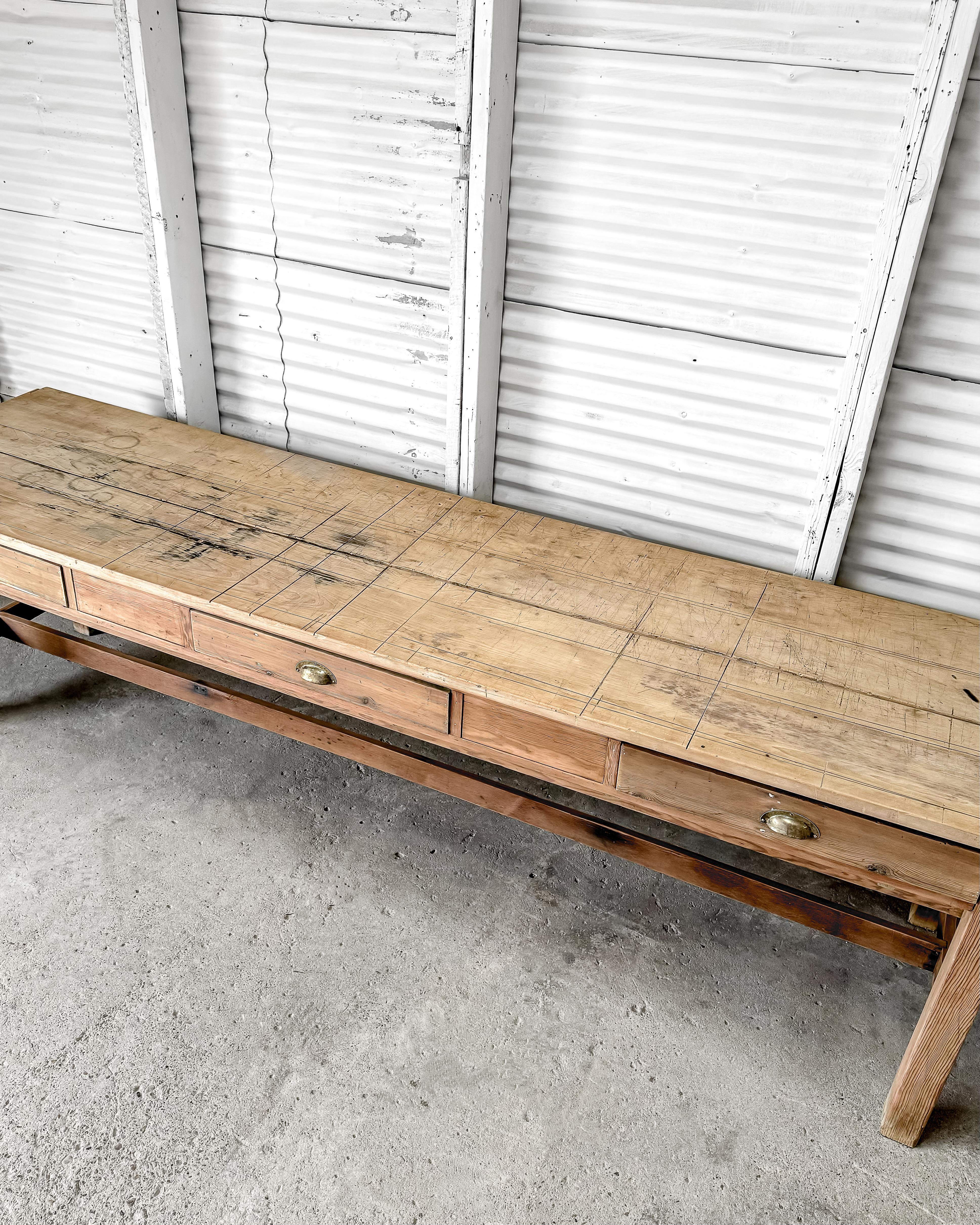 Antique Natural Pine English Artist's Worktable 3