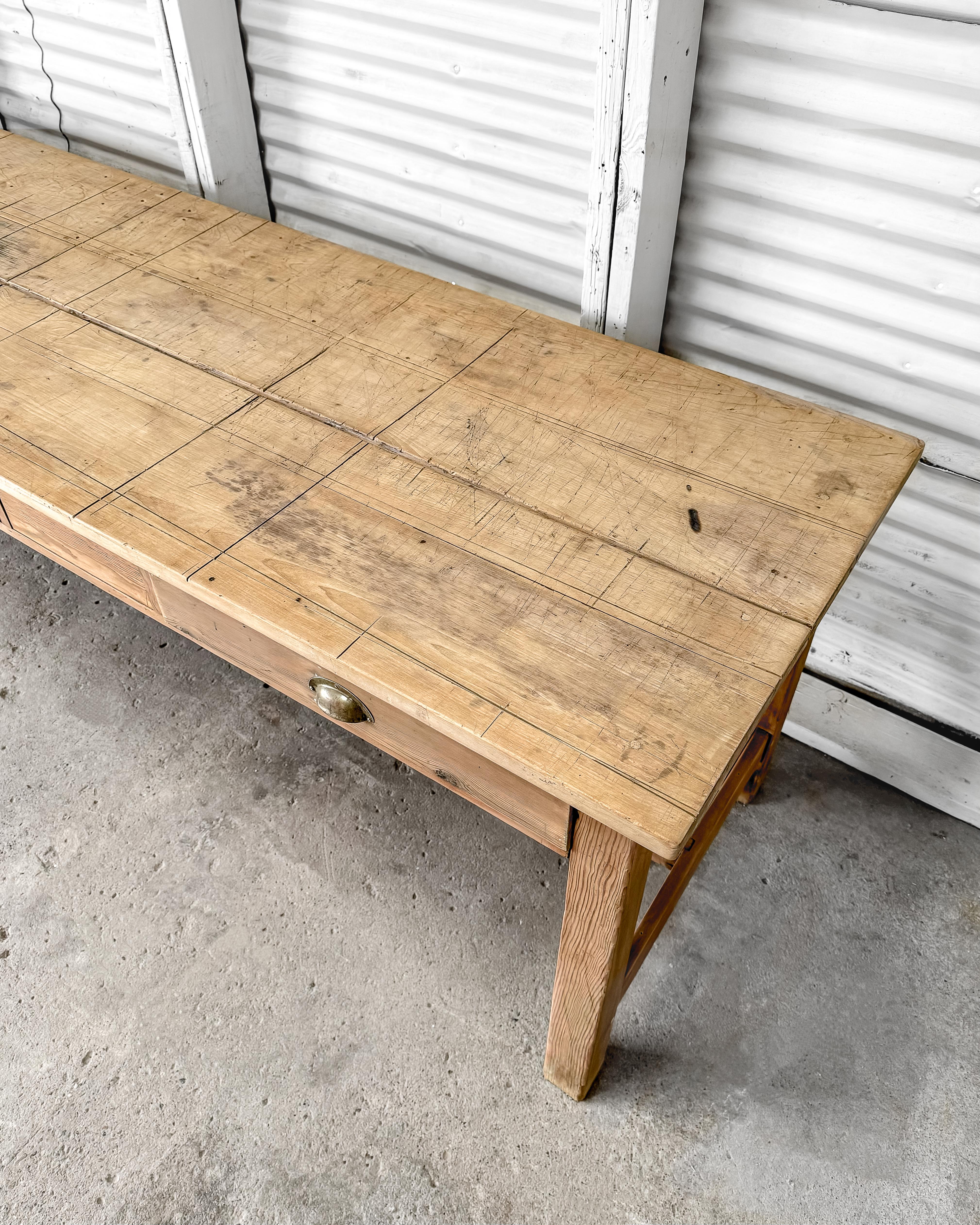 Antique Natural Pine English Artist's Worktable 4