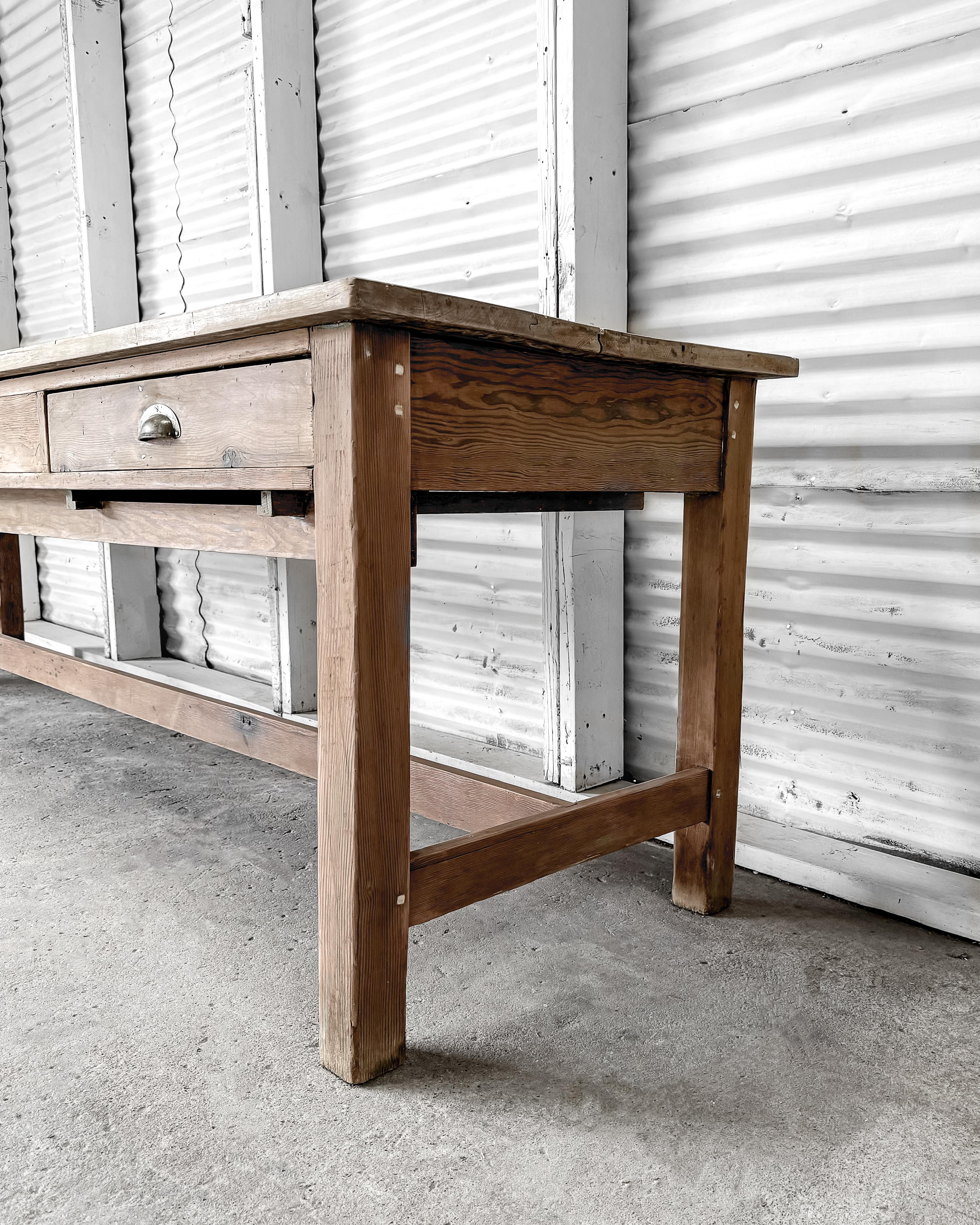 Antique Natural Pine English Artist's Worktable 5