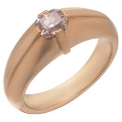 Antique Natural Pink Diamond Ring, 18KT Gold Gypsy-Set Solitaire
