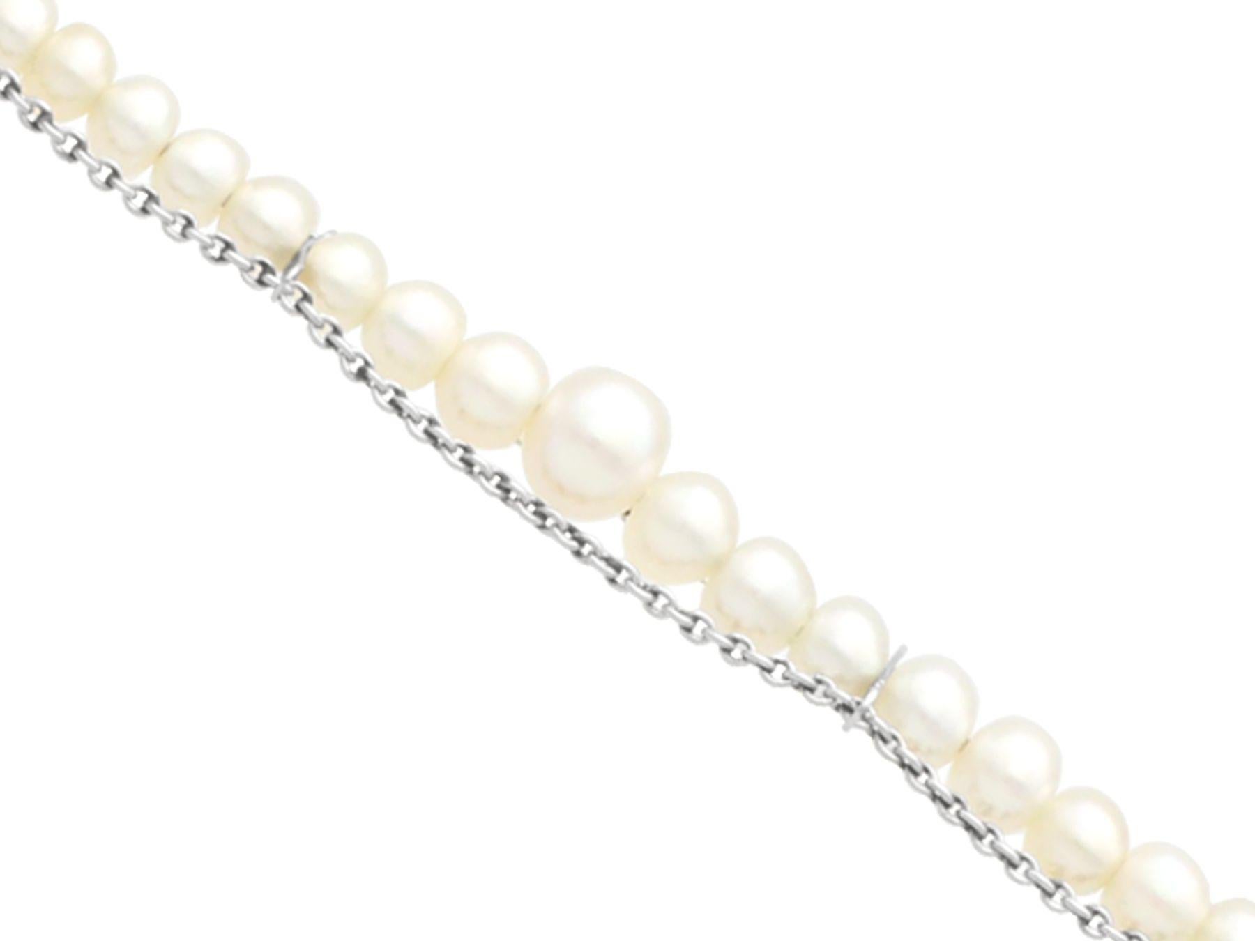Antique Natural Saltwater Pearl and White Gold Bracelet In Excellent Condition In Jesmond, Newcastle Upon Tyne