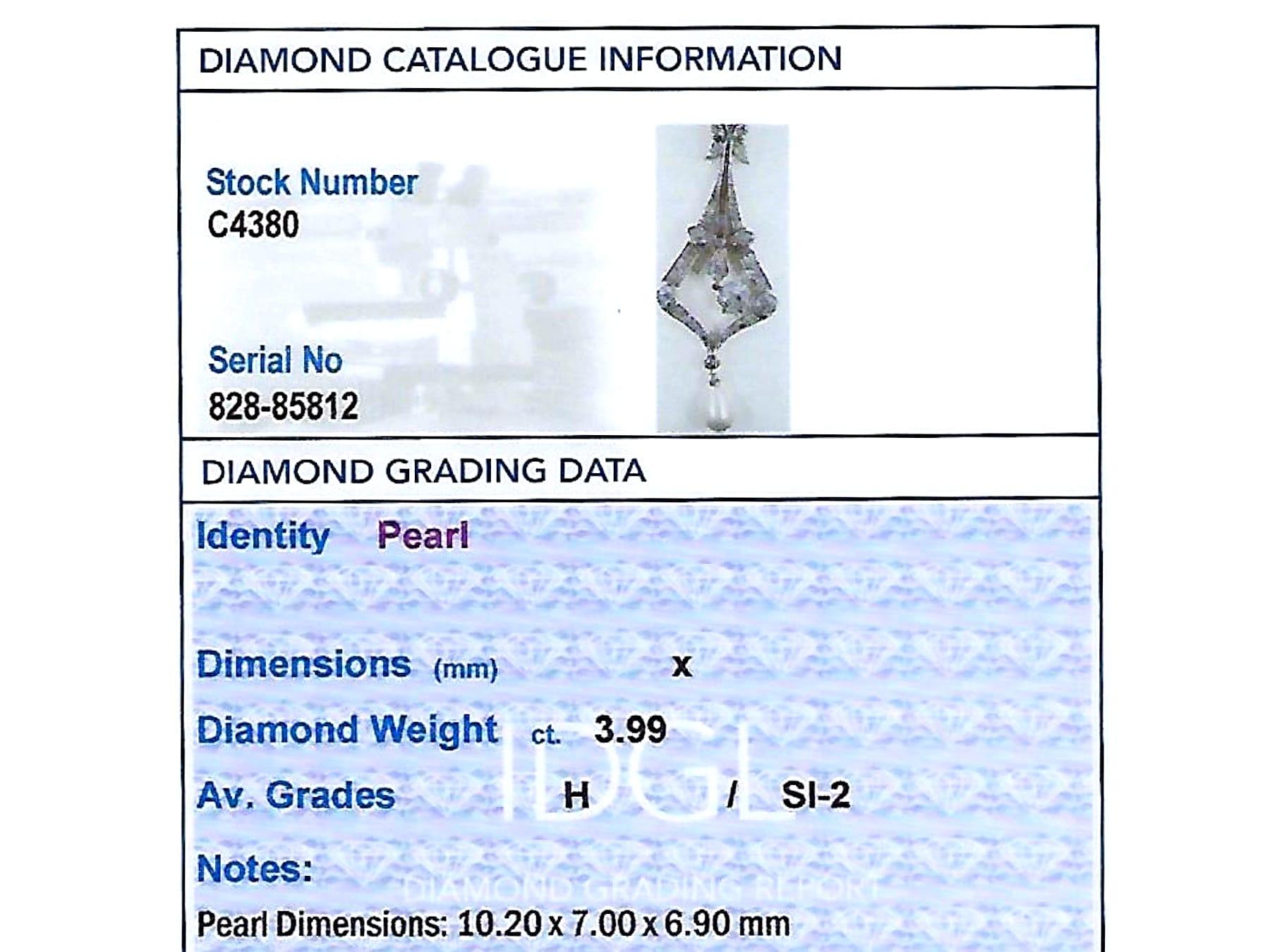 Antike natürliche Salzwasserperle und 3,99 Karat Diamant-Anhänger im Angebot 5