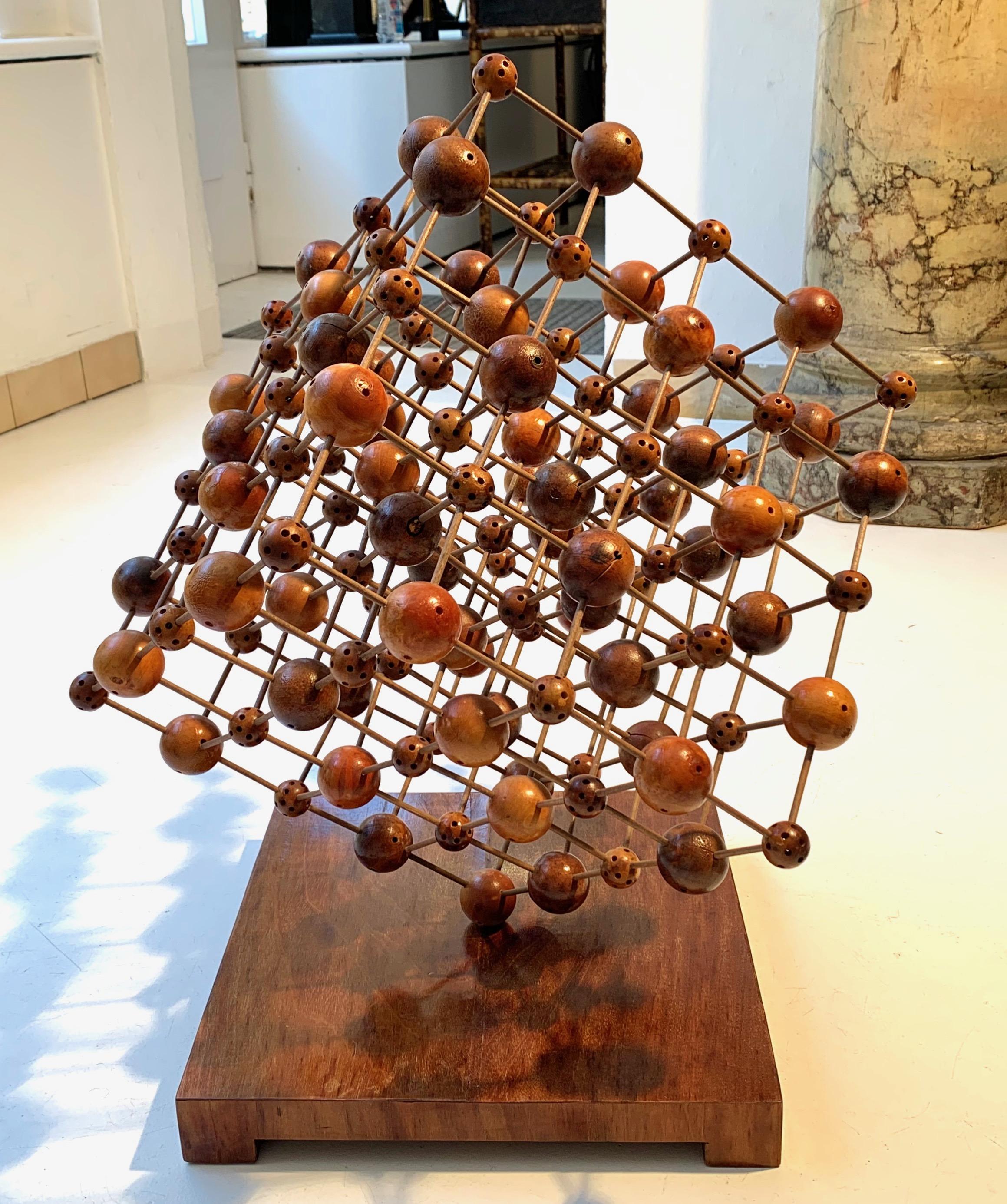 Art Deco Antique Natural Science Chemistry Model Sodium Hydrogen Carbonate Wood Sculpture