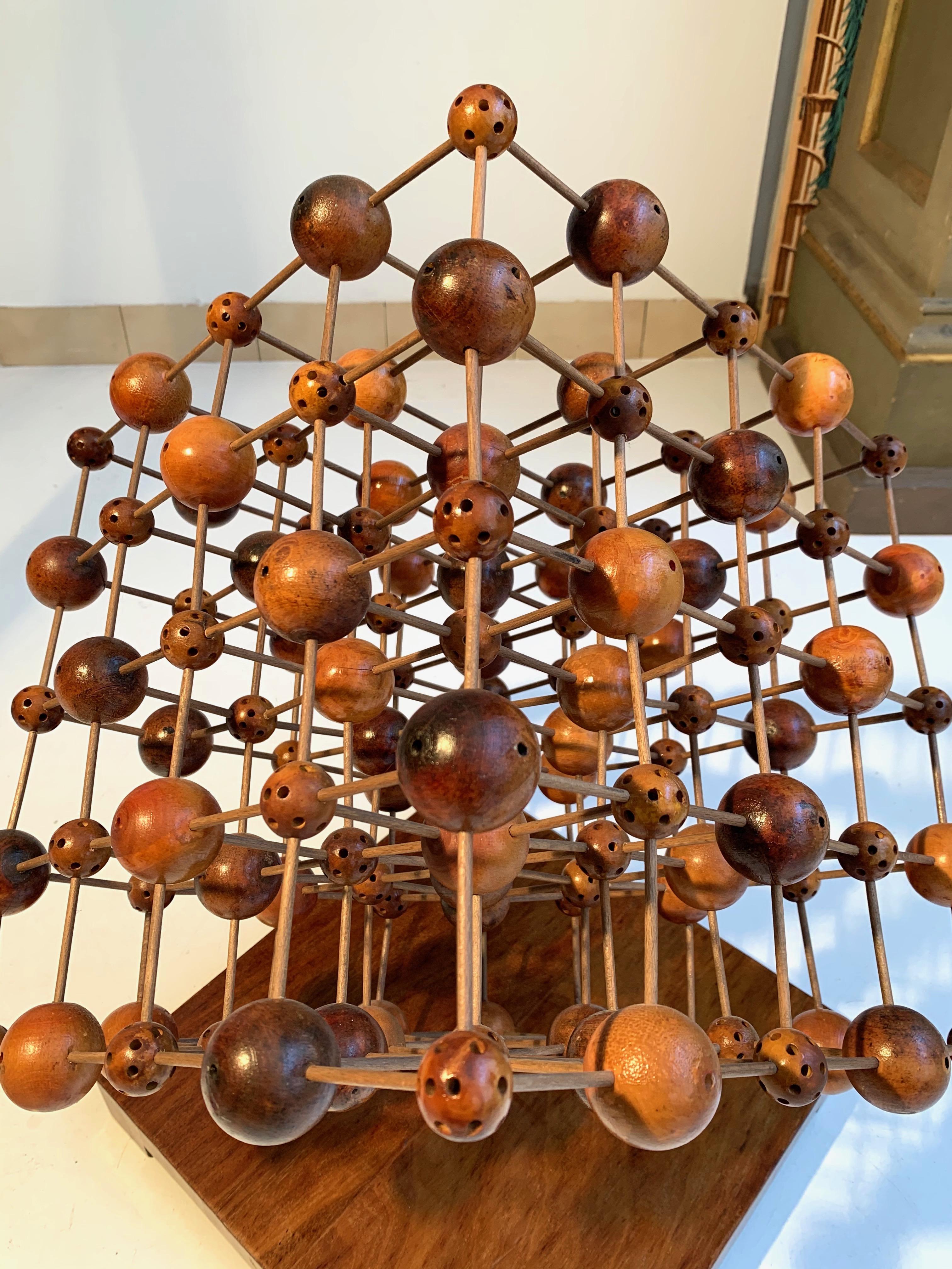 20th Century Antique Natural Science Chemistry Model Sodium Hydrogen Carbonate Wood Sculpture