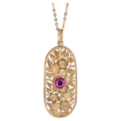 Antique Natural Untreated Ruby Necklace of 18k Gold