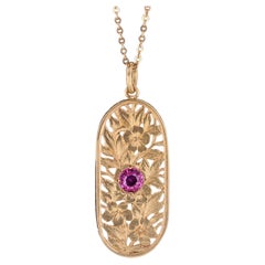 Antique Natural Untreated Ruby Necklace of 18k Gold