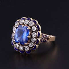 Antique Natural Untreated Sapphire Ring of 14k Gold with GIA Cert.