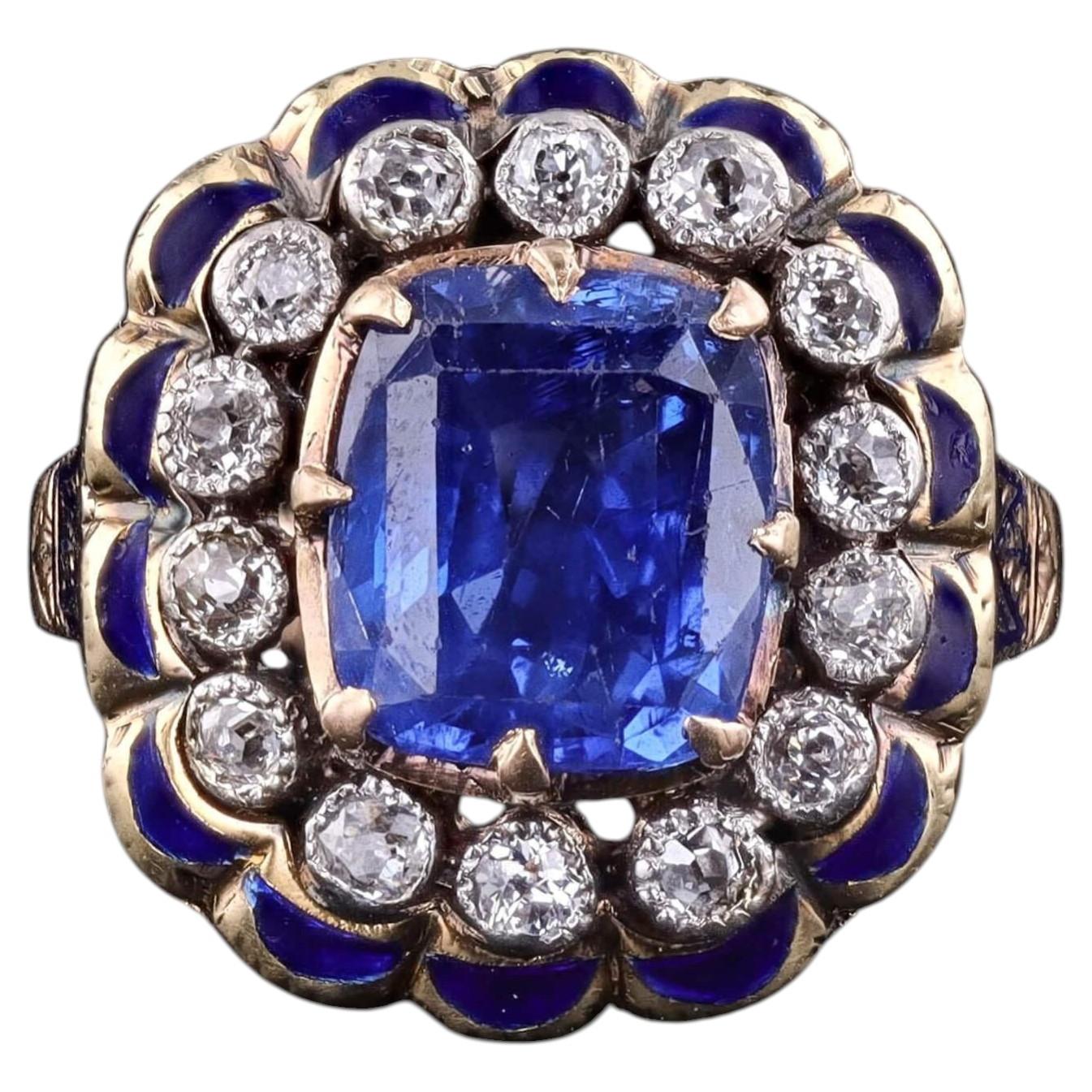Antiker natürlicher unbehandelter Saphir Ring aus 14k Gold mit GIA Zertifikat. im Angebot