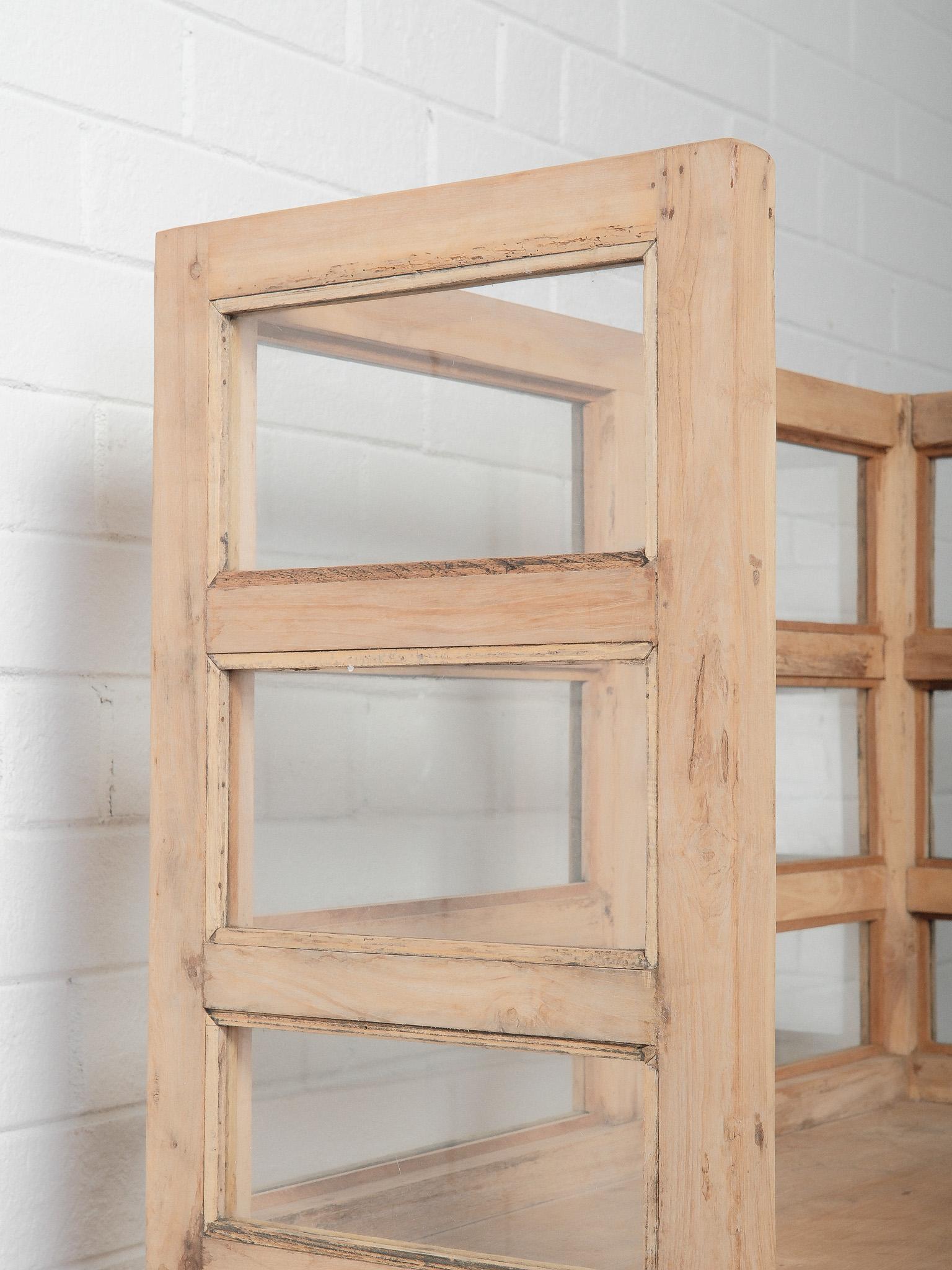 Antike Naturholz Glas Theke Schrank Display & Lagerung Hutch (20. Jahrhundert) im Angebot