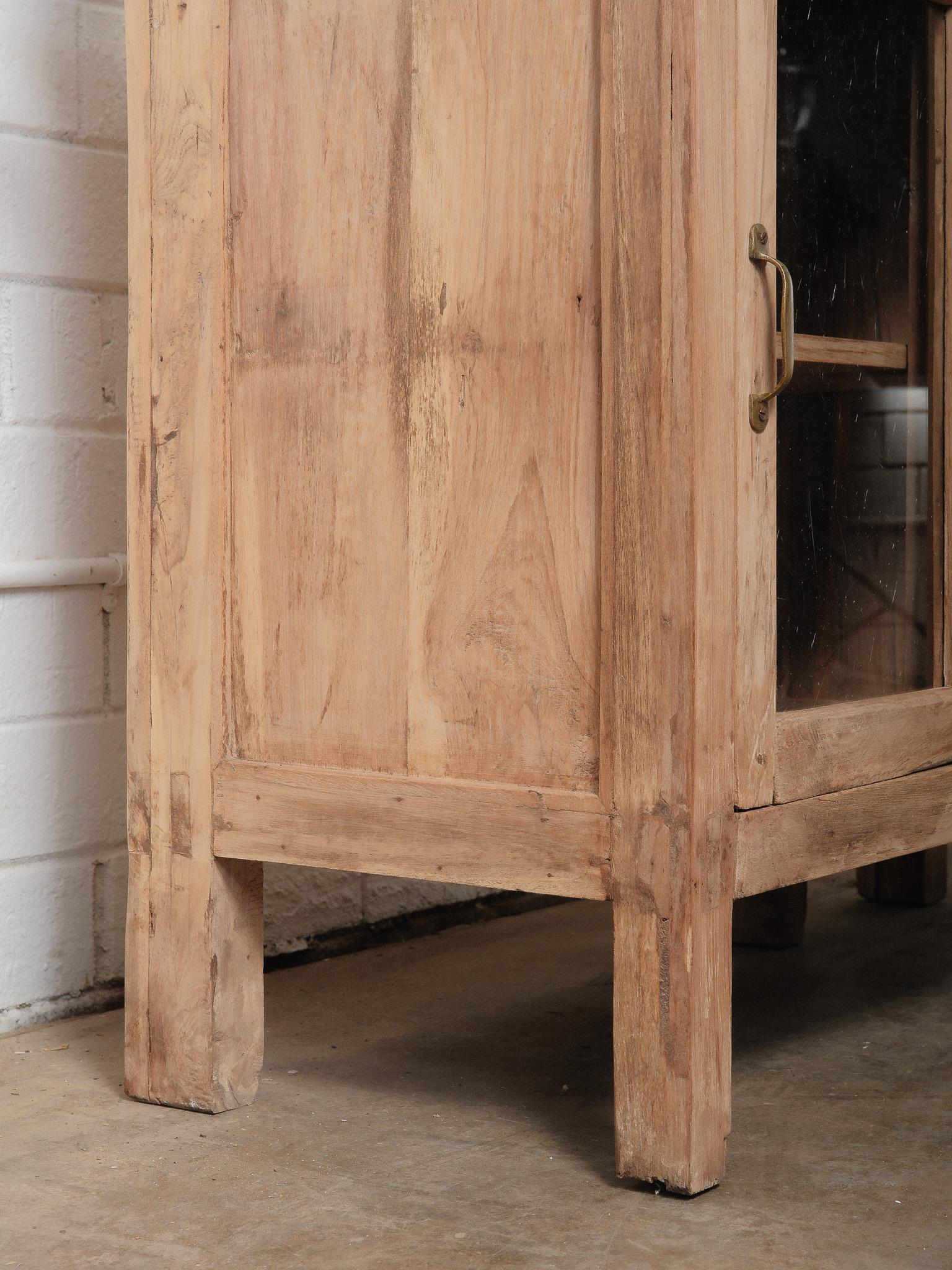 Antike Naturholz Glas Theke Schrank Display & Lagerung Hutch (Messing) im Angebot