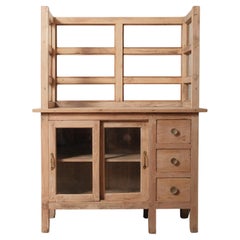 Antique Natural Wood Glass Counter Cabinet Display & Storage Hutch Antique Natural Wood Glass Counter Cabinet Display & Storage Hutch