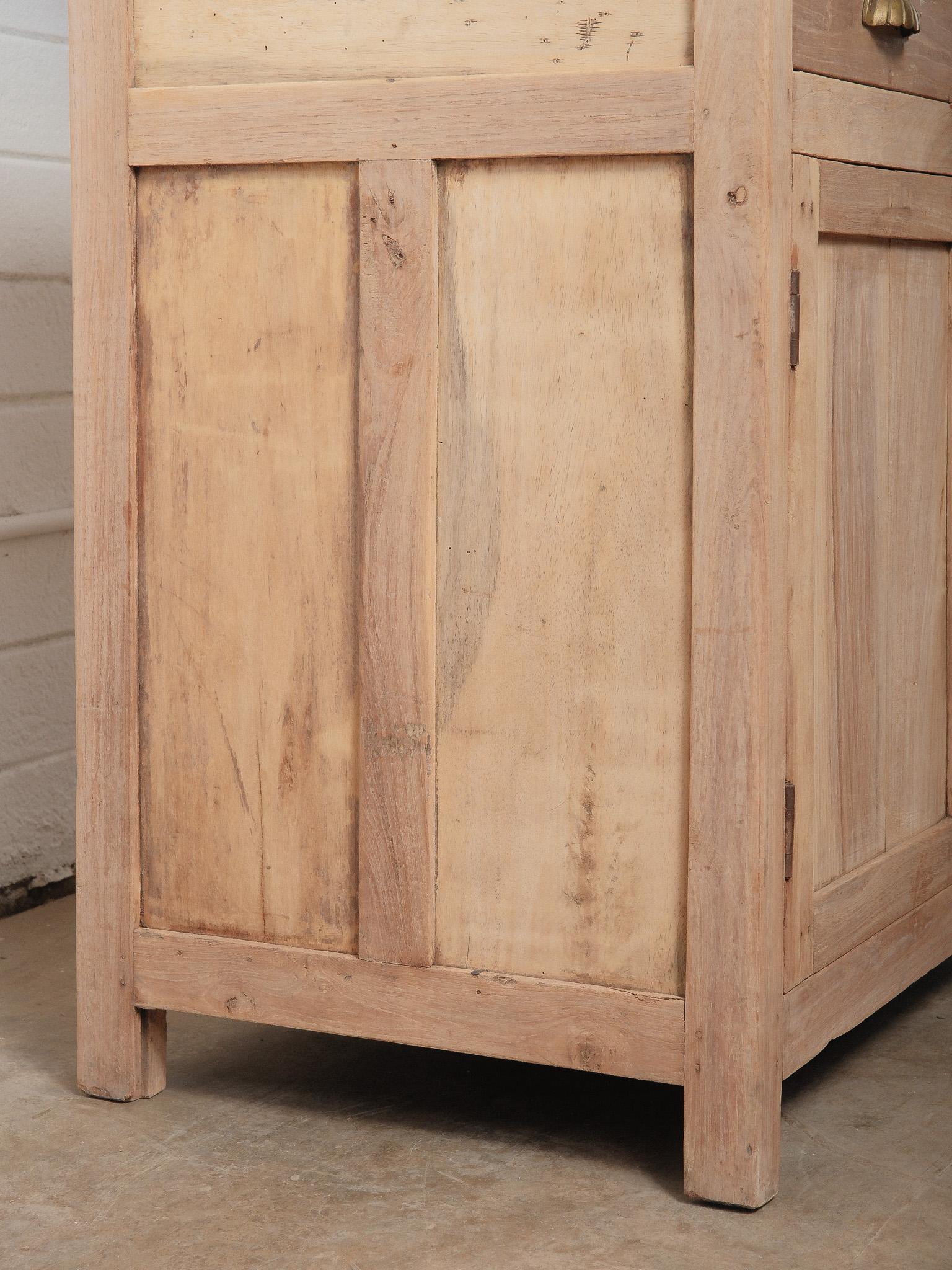 20th Century Natural Wood Shelf Cabinet with Hutch & Open Display For Sale
