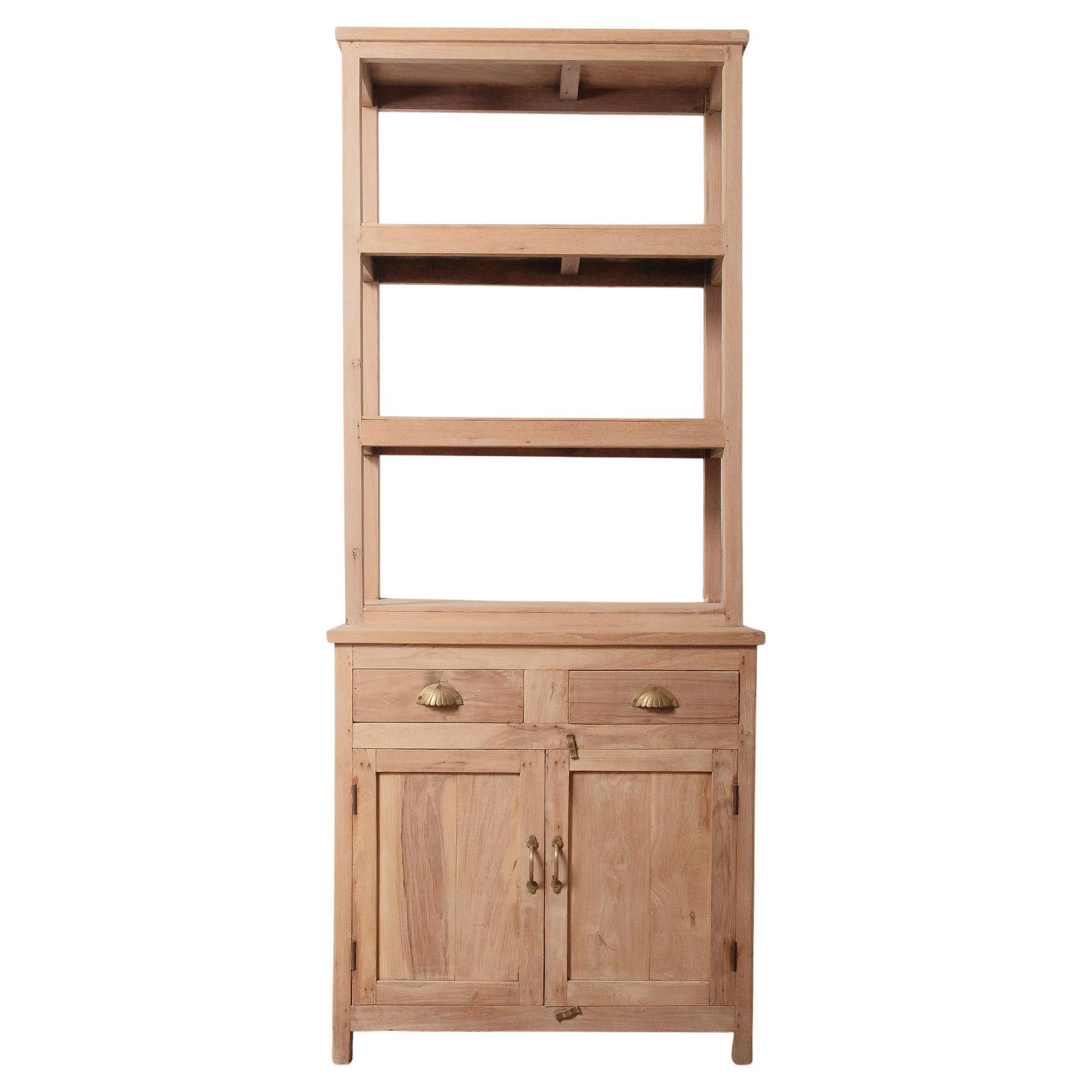 Antico mobile a ripiani in Wood Wood con conigliera ed espositore aperto