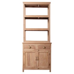 Antique Natural Wood Shelf Cabinet with Hutch & Open Display Antique Natural Wood Shelf Cabinet with Hutch & Open Display