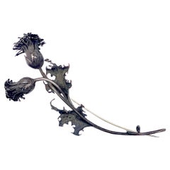 Antique Naturalistic Silver Thistle Brooch