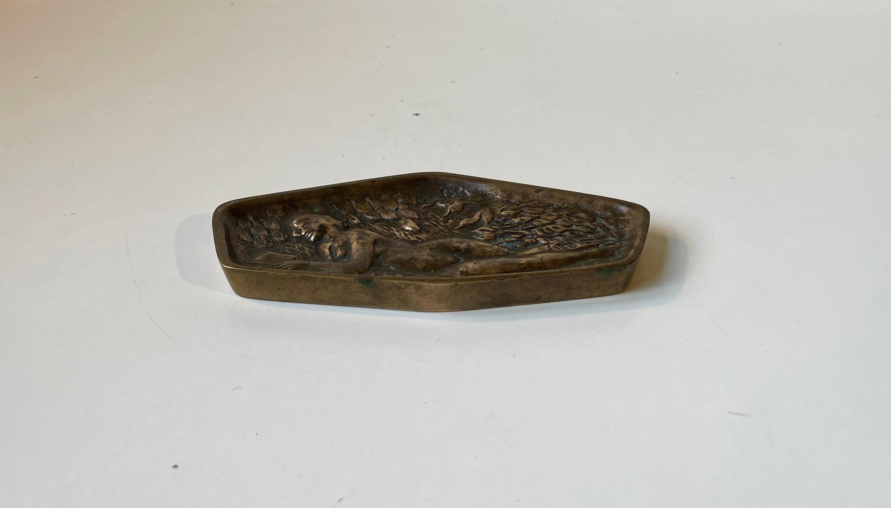 European Antique Naughty Risque Double Sided Bronze Dish, 1900s For Sale