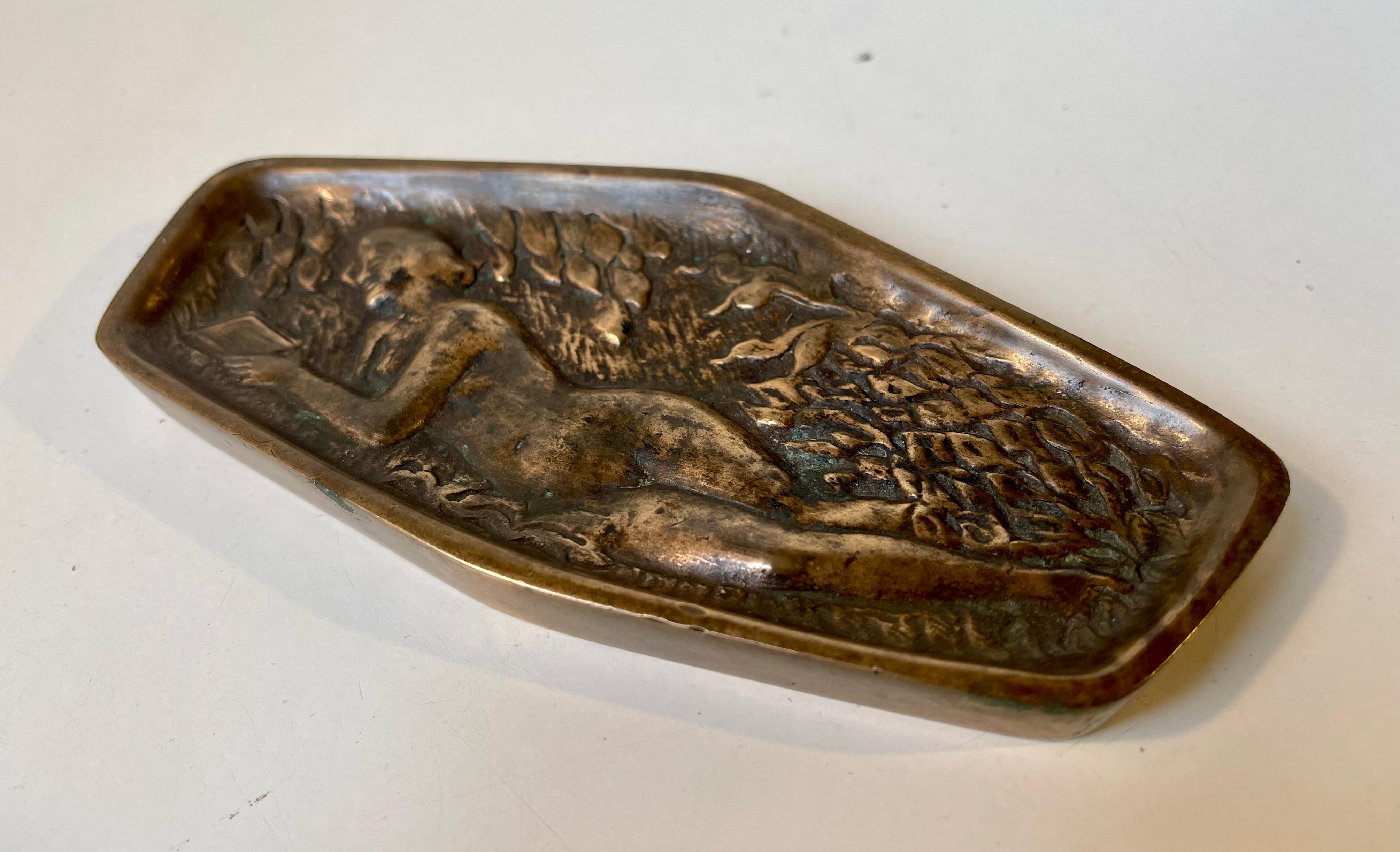 Cast Antique Naughty Risque Double Sided Bronze Dish, 1900s For Sale
