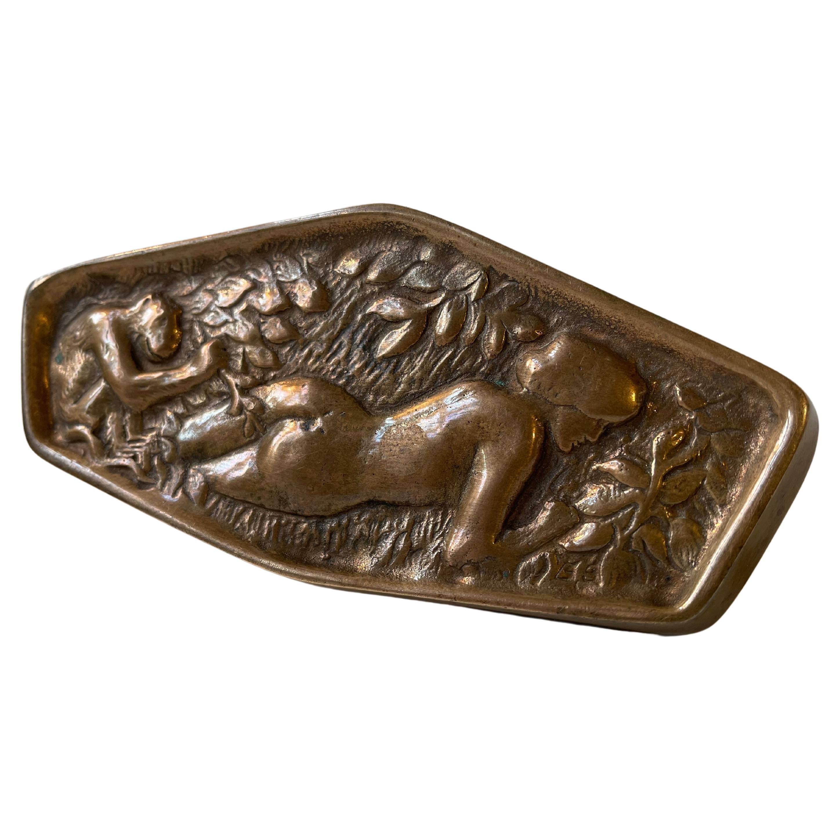 Antique Naughty Risque Double Sided Bronze Dish, 1900s For Sale