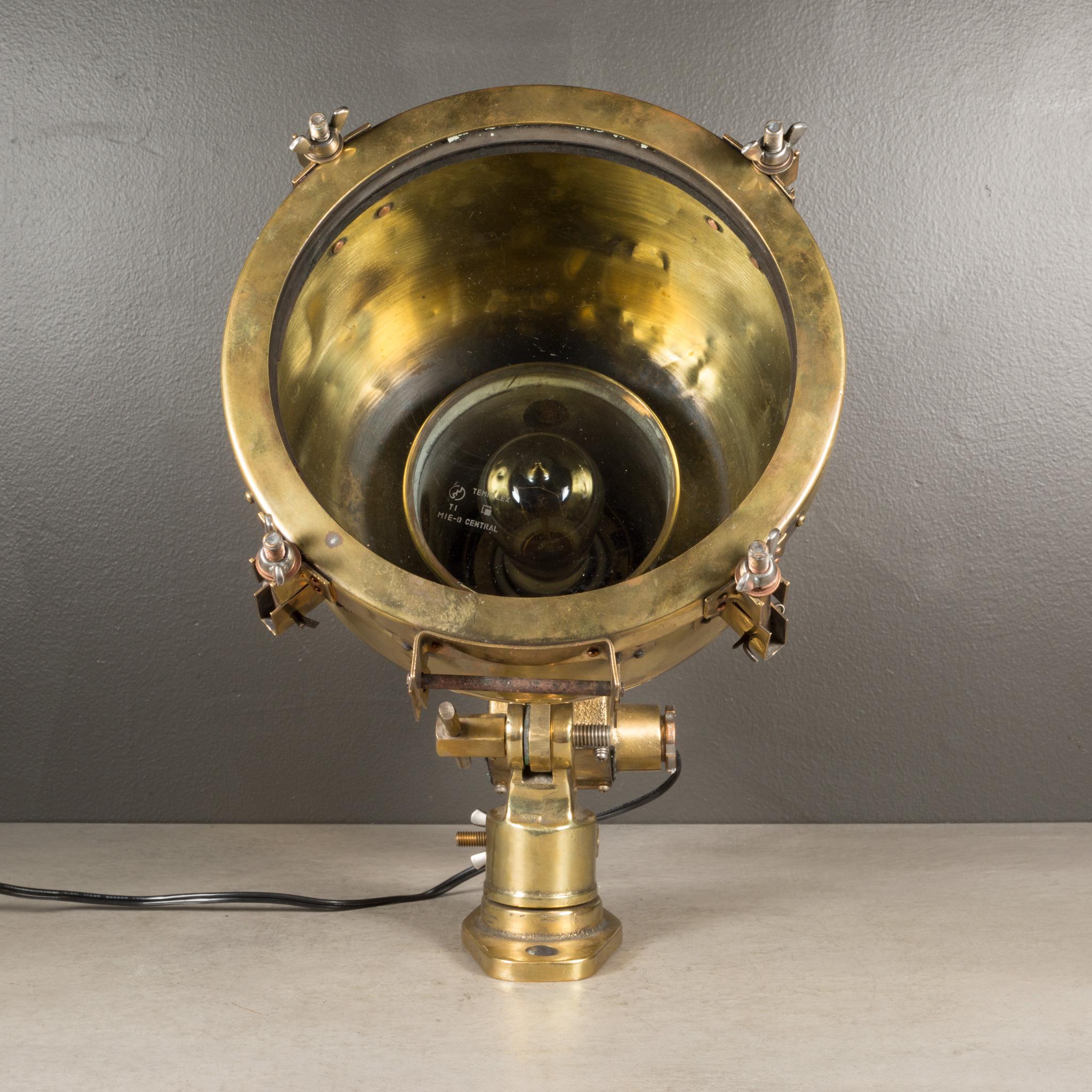 Metal Antique Nautical Brass Spotlight c.1940