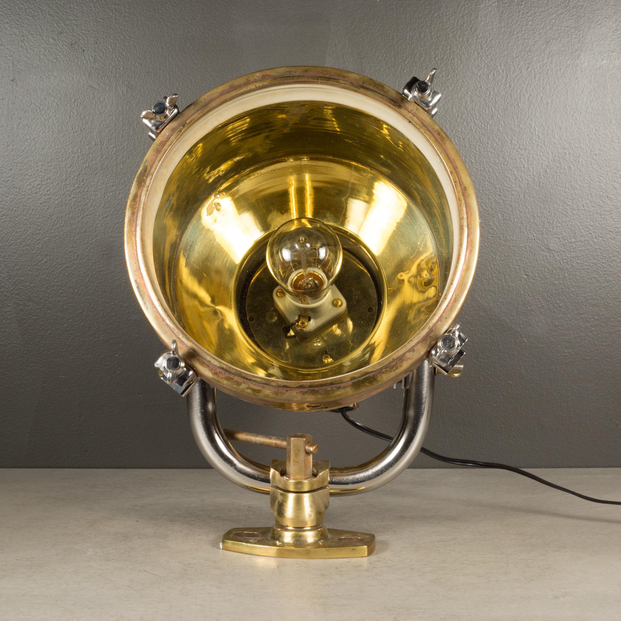 Antique Nautical Brass Spotlight c.1940 In Good Condition In San Francisco, CA