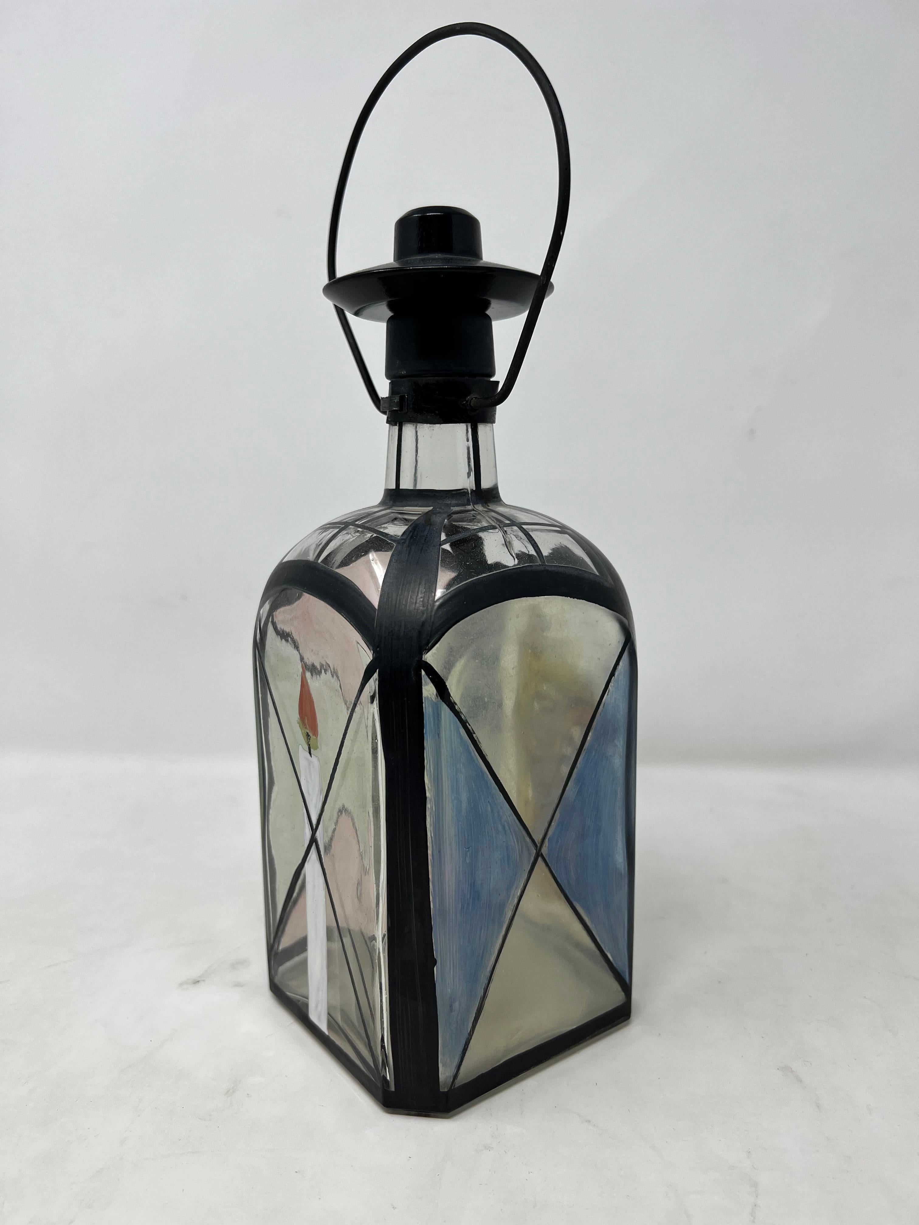 Austrian Antique Nautical Design Enameled Decanter For Sale