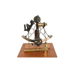 Antique Nautical English Sextant of Burnished Brass with Mahogany Box Early 1900
