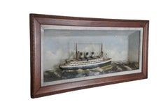 Antique Nautical Maritime Ship Ocean Liner Steamship Shadowbox Diorama 27"